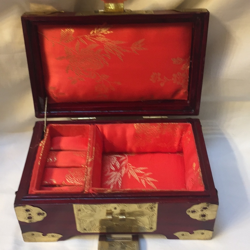 Chinese Wood Jewelry Jade Box - Picture 2 of 4